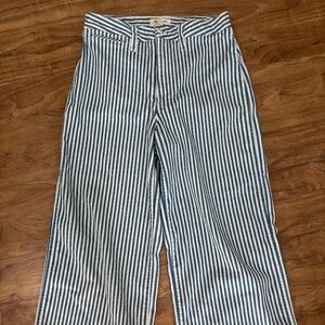 Madewell Emmett Wide-Leg Crop Pants • 30 Petite • Railroad Stripe